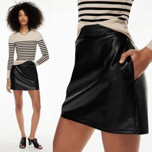 BABATON Aritzia Vegan Leather Pencil Skirt Sz Large Black